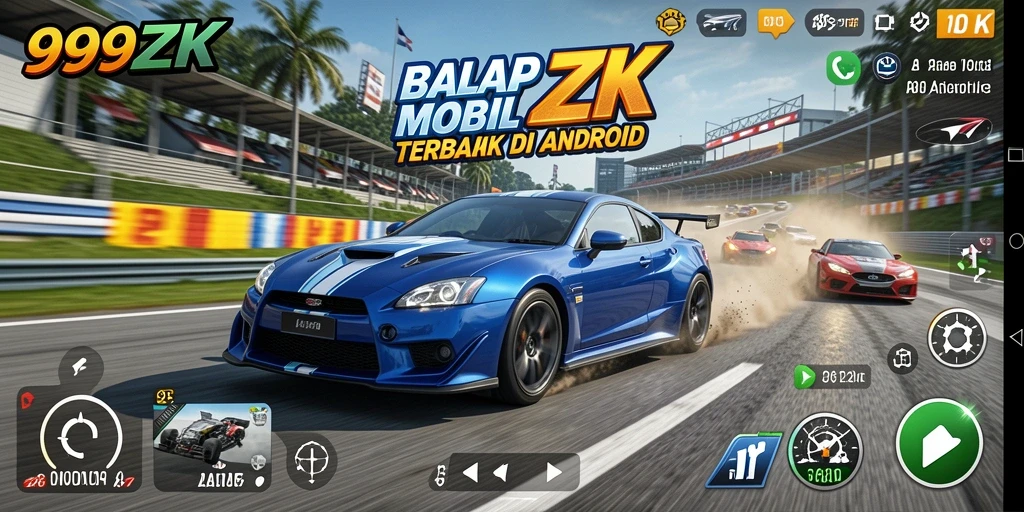 Gameplay seru dan mendebarkan dalam balap mobil 999ZK.