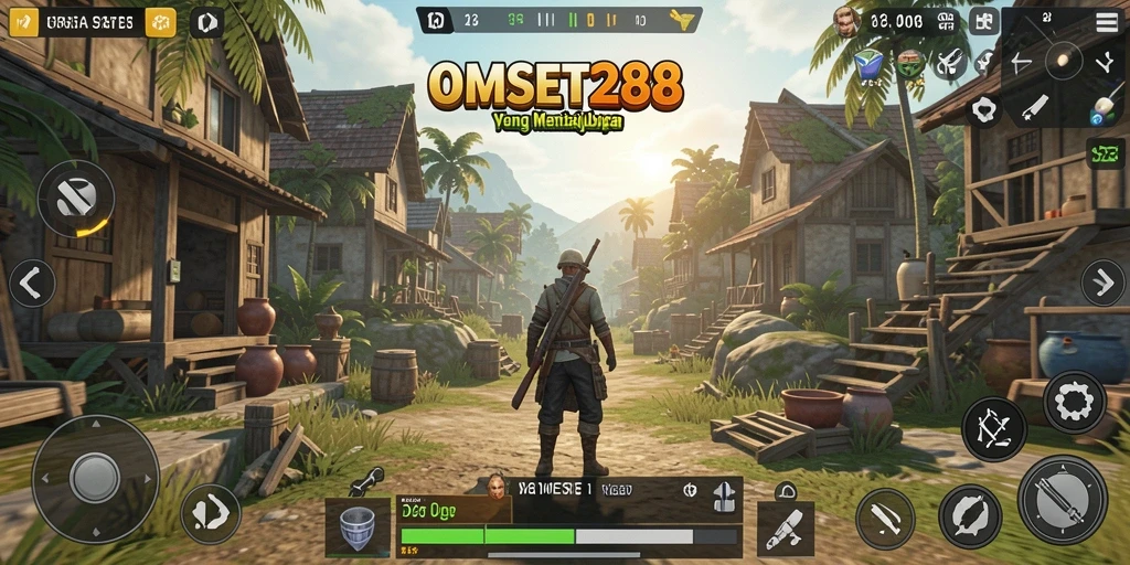 Tangkapan layar gameplay OMSET288 yang menunjukkan eksplorasi dunia terbuka.