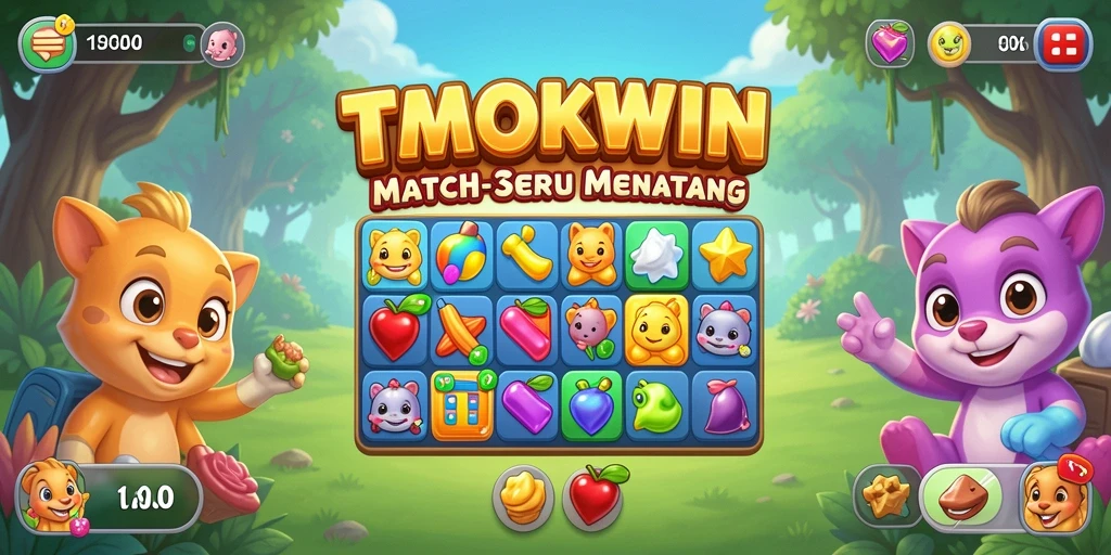 Tampilan gameplay TMOKWIN yang menampilkan aksi Match-3 yang menyenangkan.